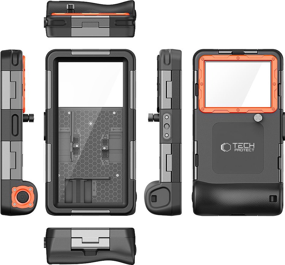 Tech-Protect Waterproof Case IPX8 Waterproof for Smartphones 4.7-6.7" - Black/Orange