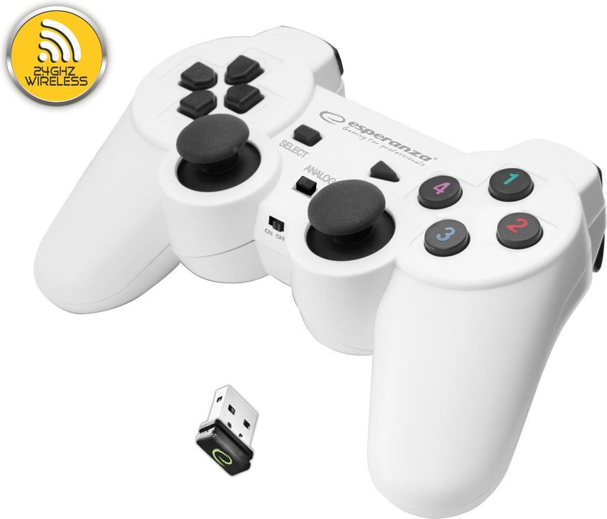 Esperanza Wireless GamePad PS3/PC USB Gladiator White - Wireless Controller - PC