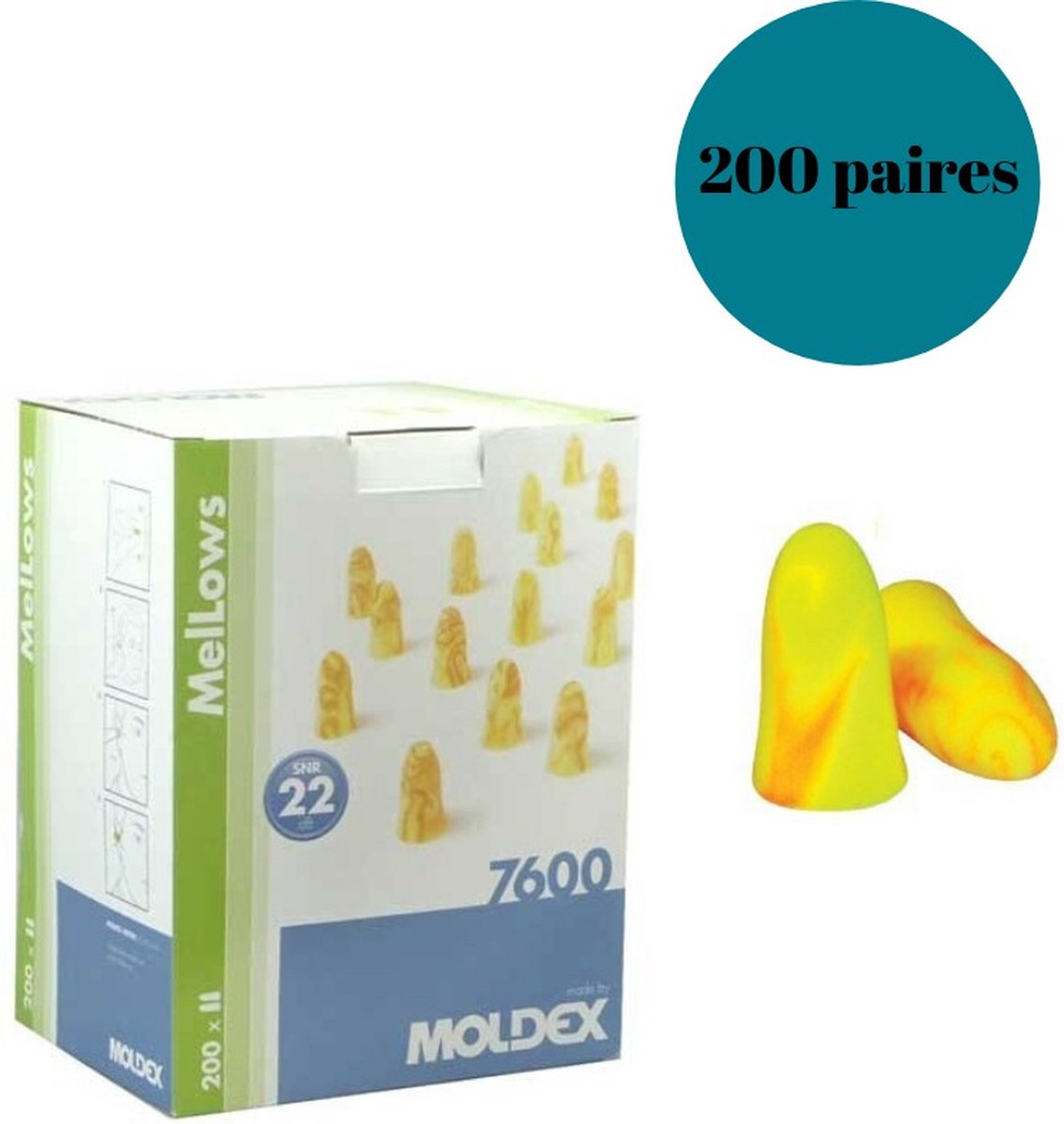 Moldex 760001 MelLows Tappi per le orecchie 21 dB usa e getta EN 352-2 200 Paio/a