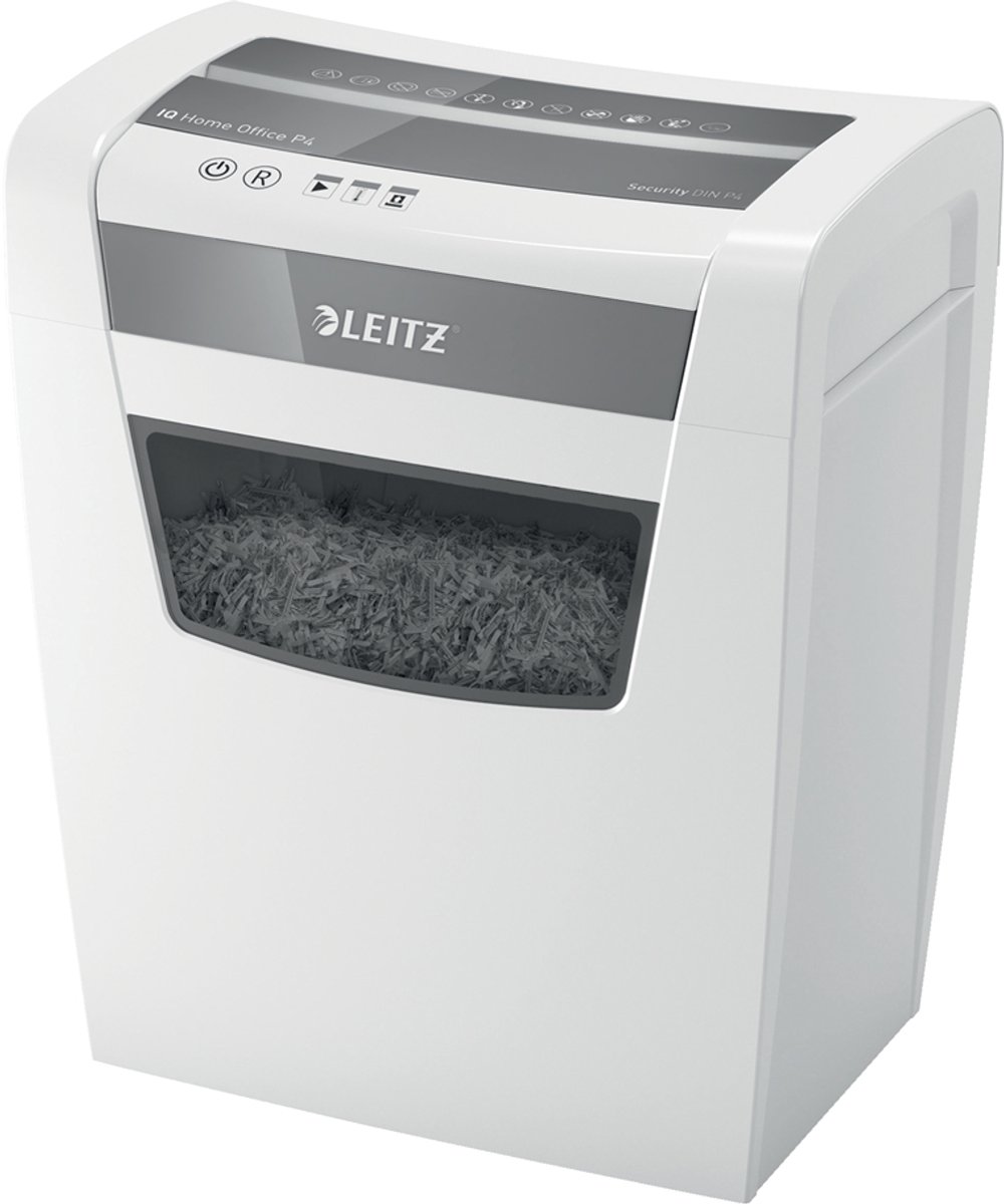 Leitz IQ Slim Home Office makulator, P4 krydsmakulering 4x24 mm, 10 ark