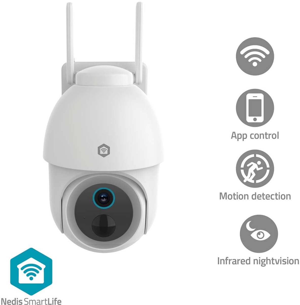 Nedis SmartLife Udendørskamera, 3MP, Hvid