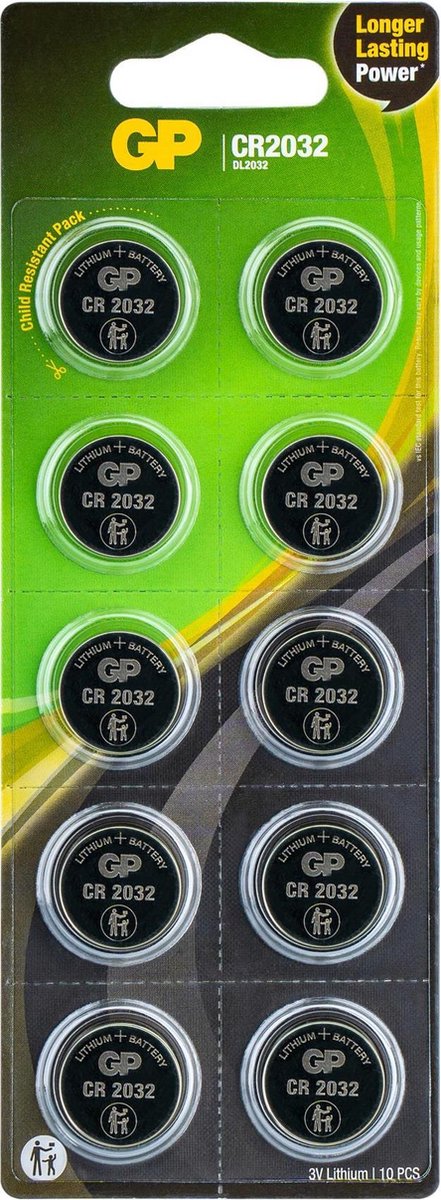 GP knapcelle Lithium CR2032, 10-pakke