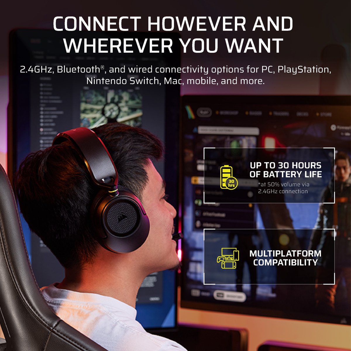 Corsair HS35 v3 Wireless (Sort)