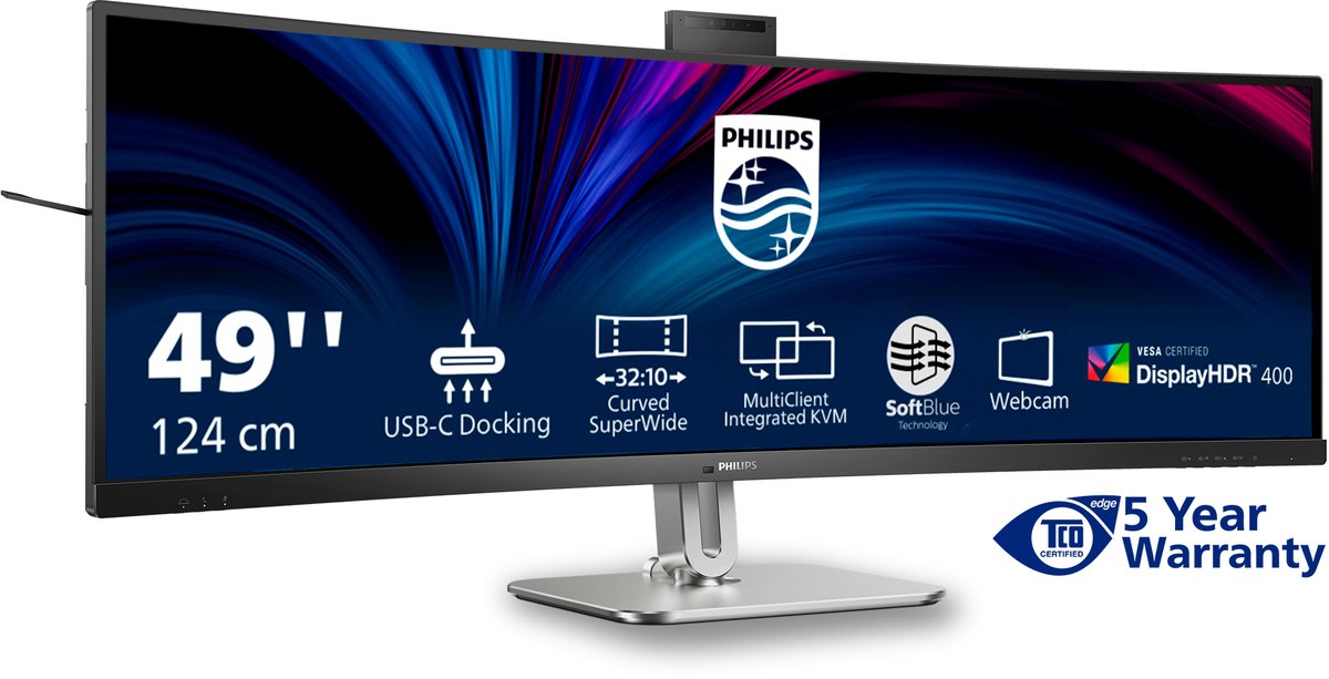 49" Philips 6000 Series 49B2U6900CH - 5120x1440 - 75Hz - VA - 100W USB-C - KVM switch