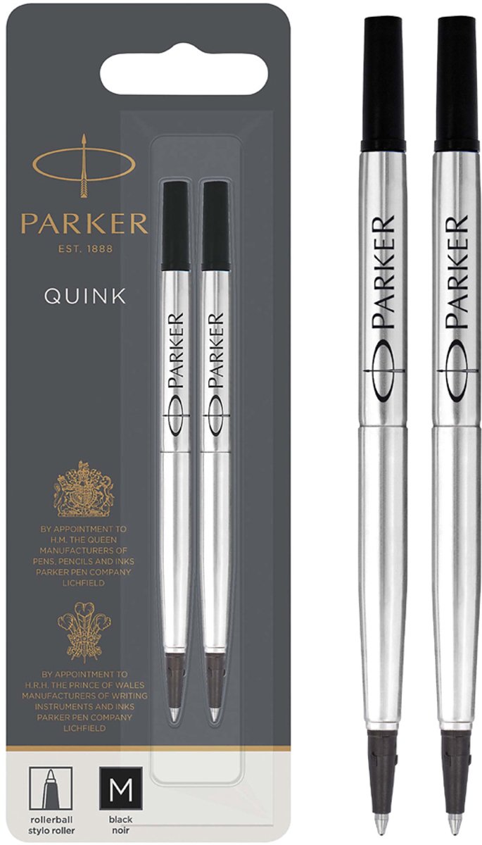 Parker PARKER rollerball refill, medium, sort, 2 stk.
