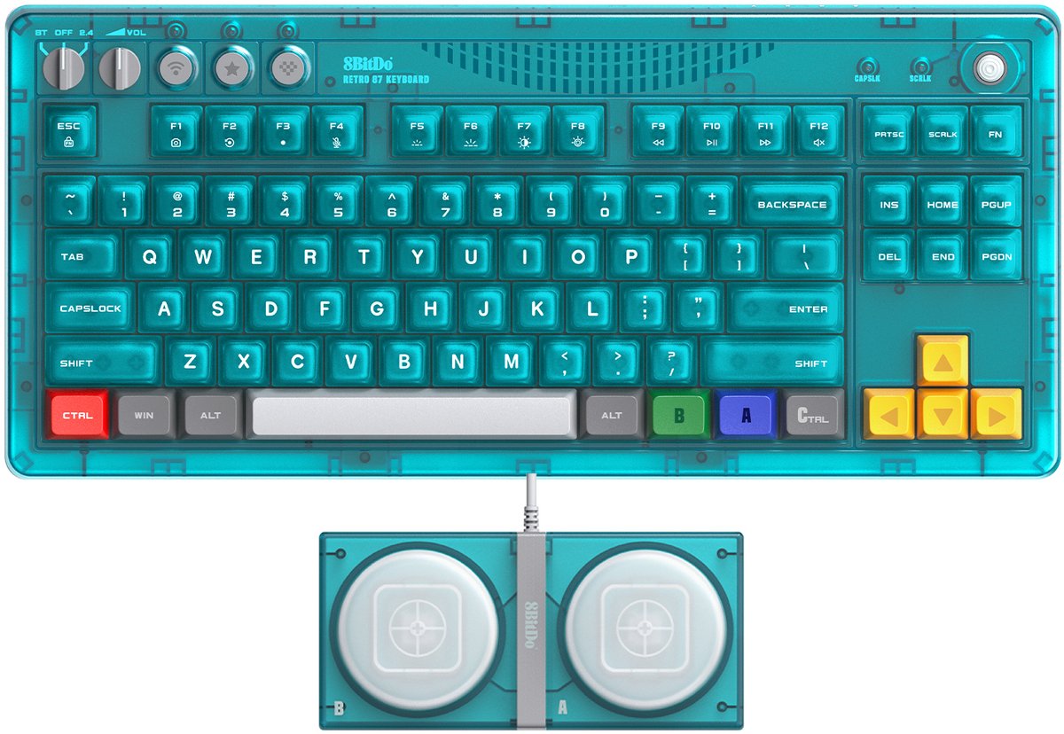 8BitDo Mechanical Keyboard - Clear Blue - Gaming Tastatur - US International - Blå