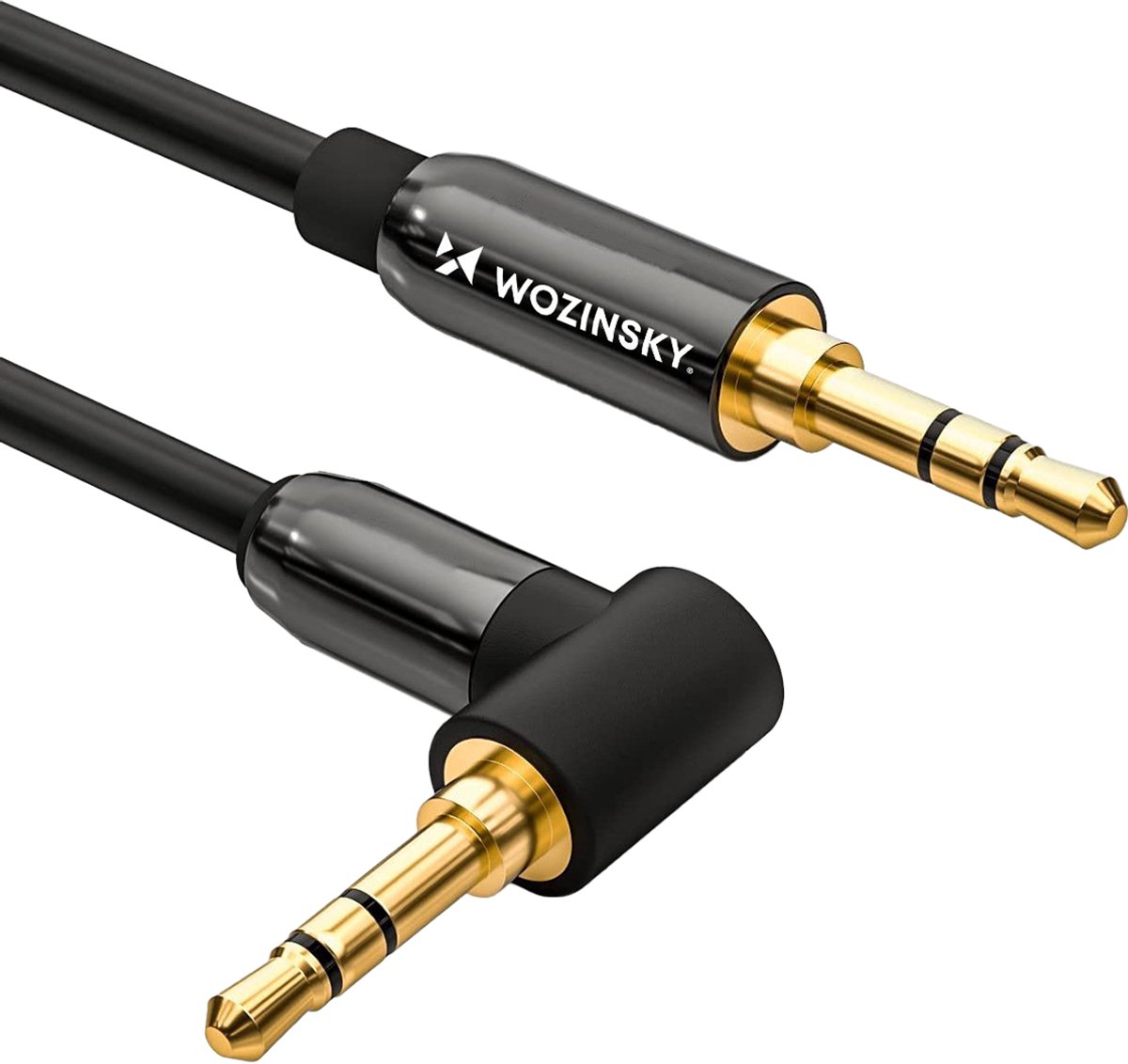 Wozinsky AUX Cable Angled (Male-Male) Mini Jack Cable 2m Black