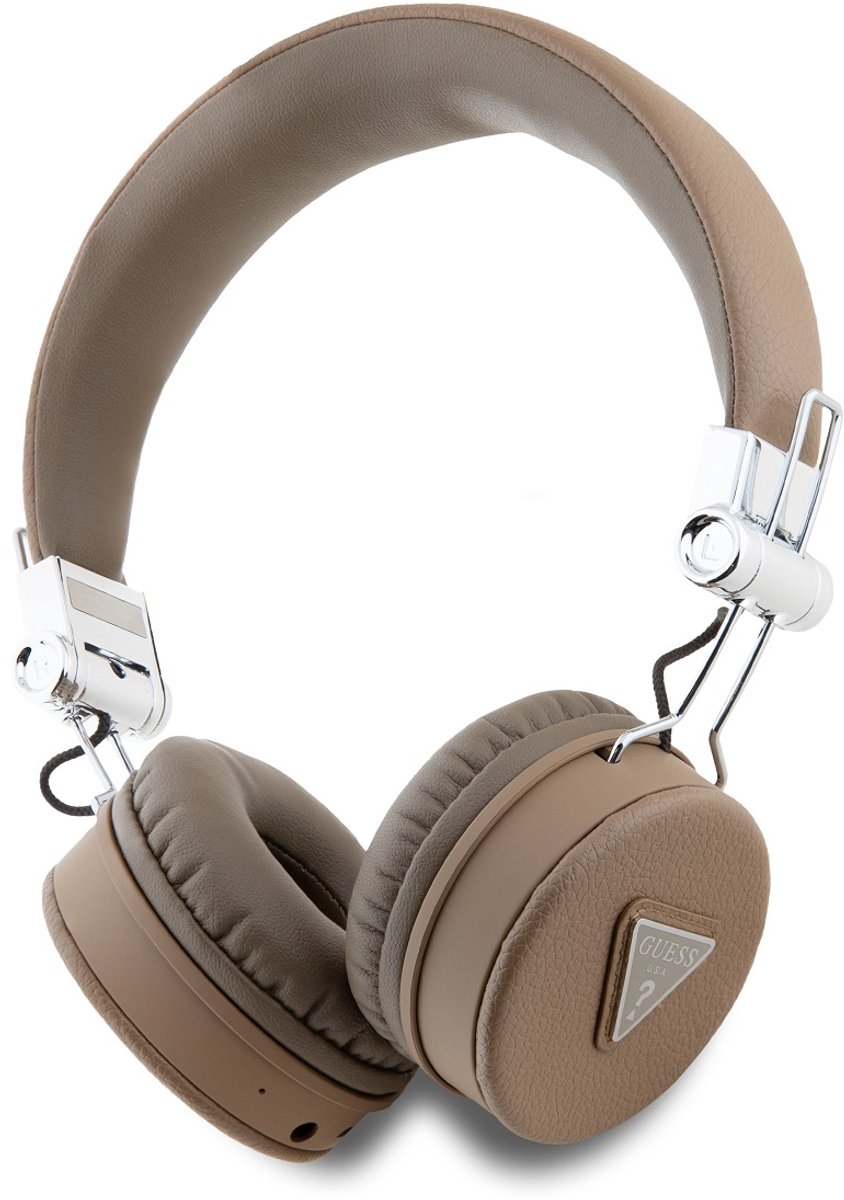 GUESS Bluetooth ENC GUBH70PGTSPSW Brown Grained Classic Round Shape Headphones