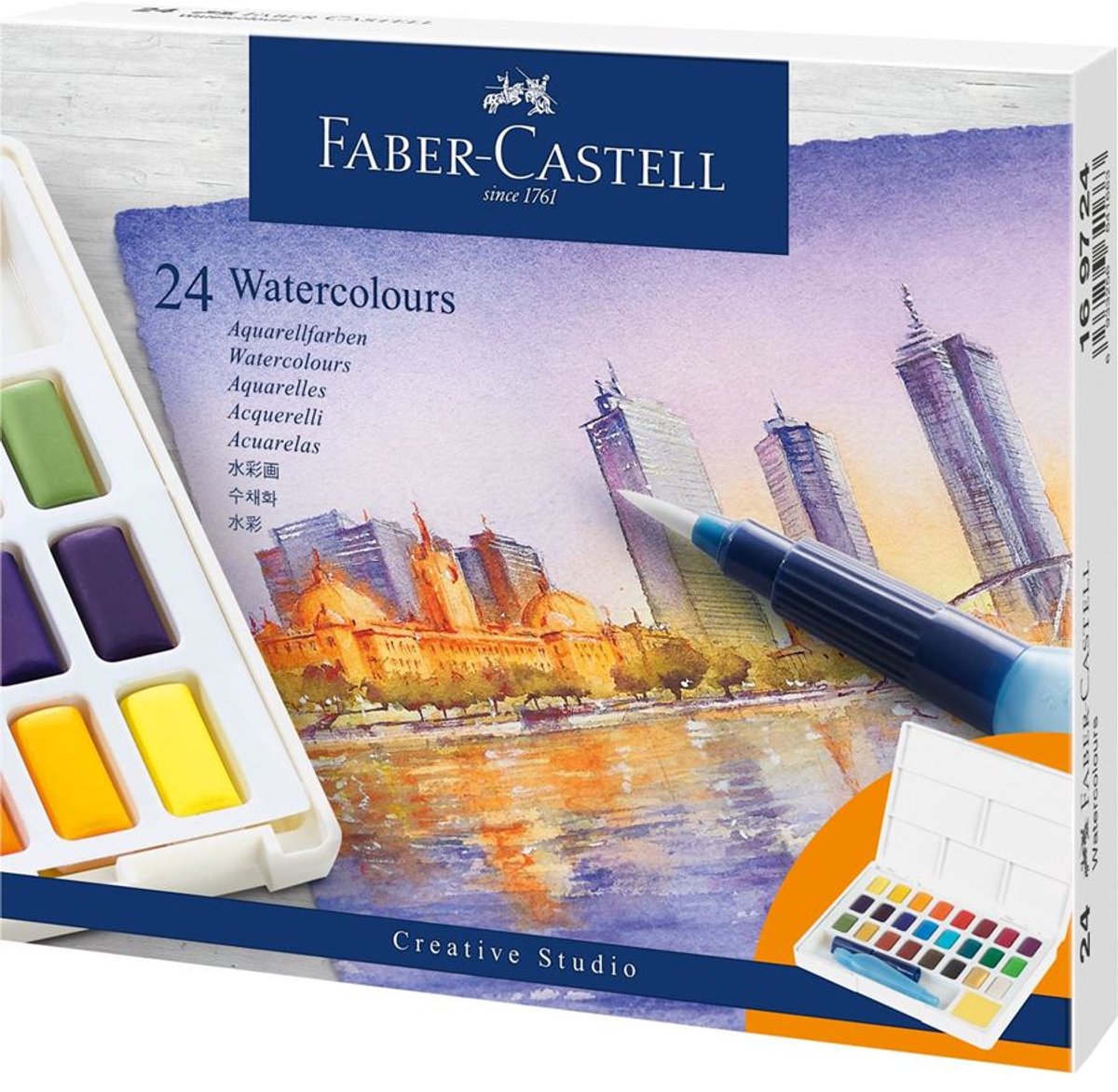 Faber-Castell Watercolour 24 ass i palette+water brush