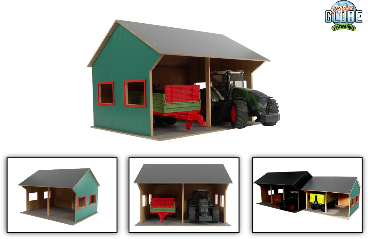 Kids Globe - Agricultural Shed for 2 Vehicles 1:16