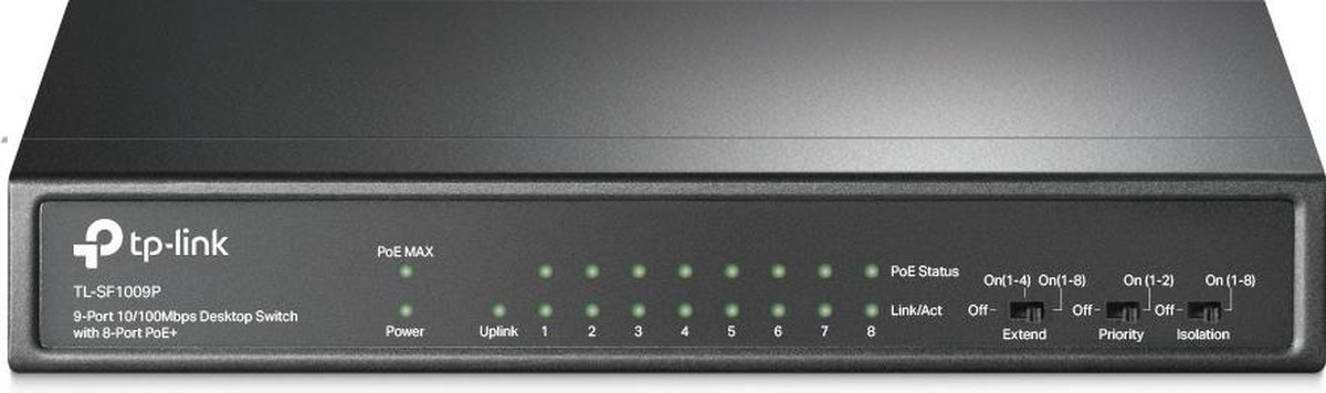 TP-Link TL-SF1009P 9-Port 10/100Mbps Desktop Switch with 8-Port PoE+