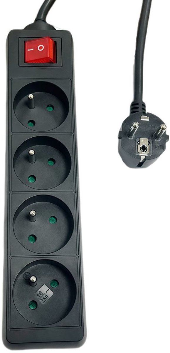MicroConnect - power strip - 4-way on/off switch