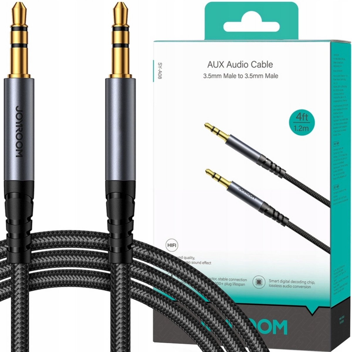 Joyroom stereo audio cable AUX 3.5 mm mini jack 1.2m black (SY-A08)