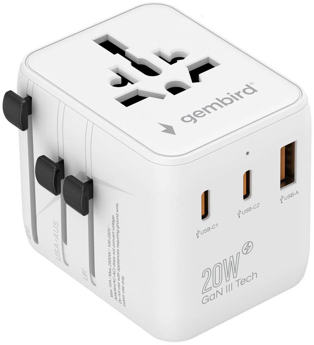 Gembird Universal travel power adapter - 20W
