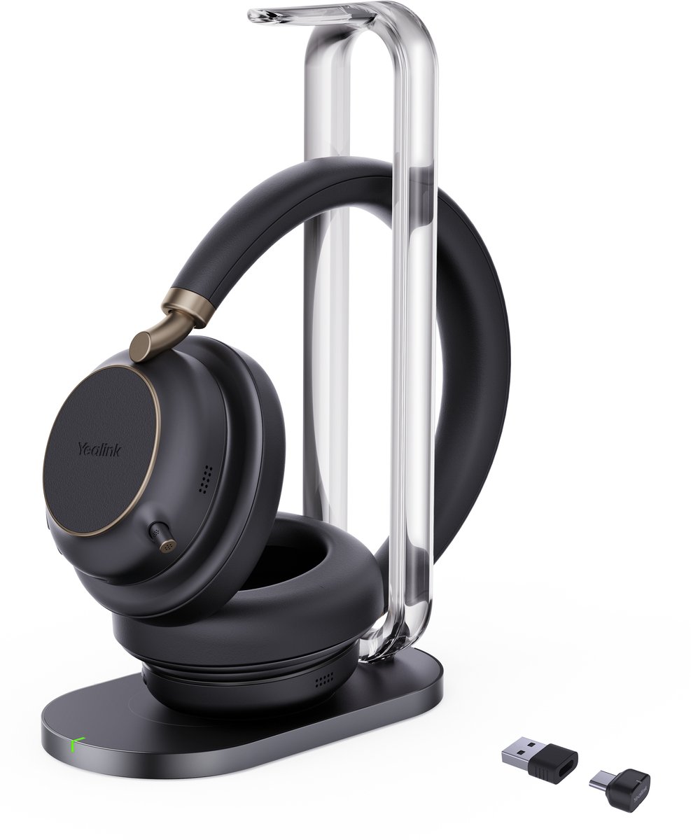 Yealink BH76 Plus with Charging Stand - Teams Black - USB-C/A
