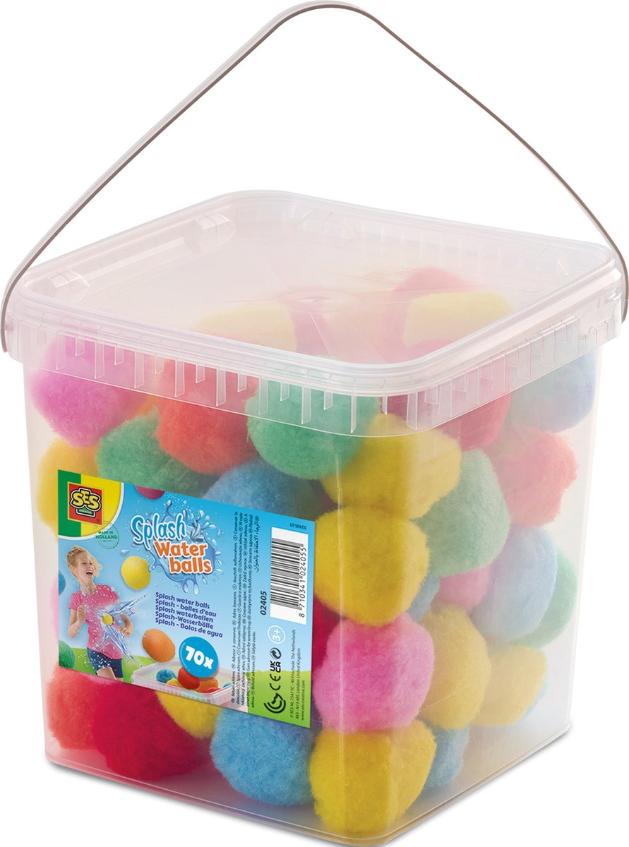 SES Creative Lots of Splash Balls - 70 Reusable Water Balloons in Bucket
