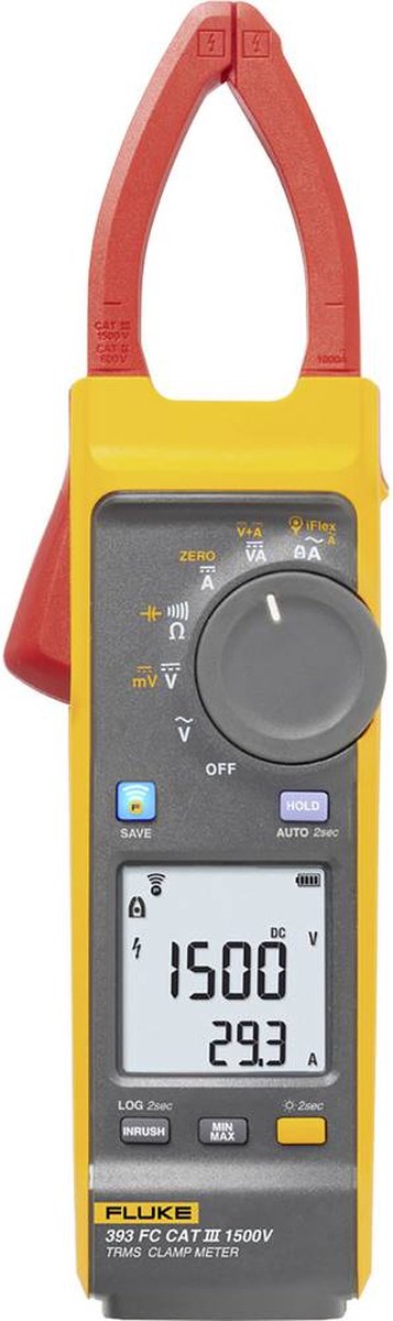 Fluke 393 FC iFlex Pinza amperometrica digitale Data logger , Protetto contro spruzzi dacqua (IP54) CAT III 1500 V
