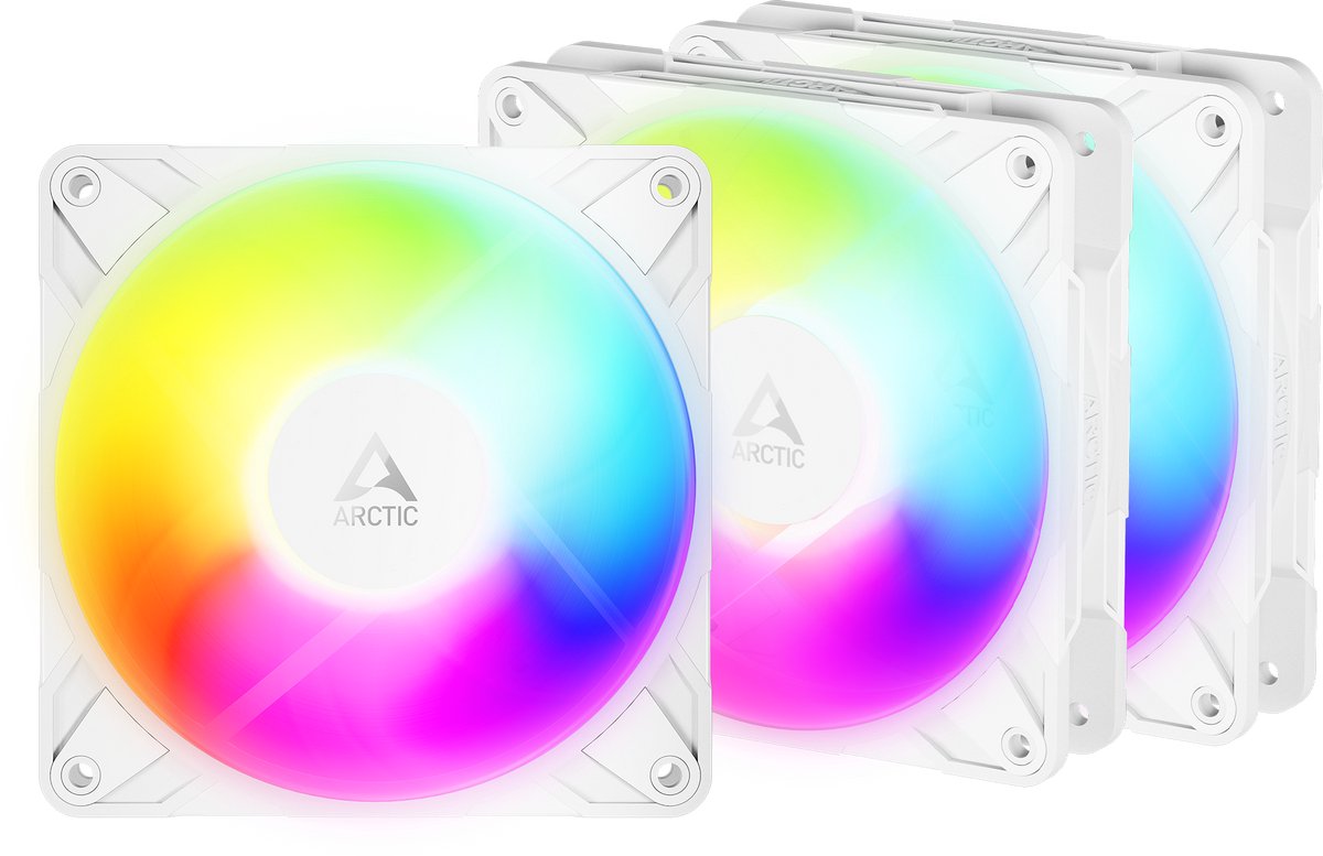 Arctic P12 Pro Reverse A-RGB (White) - 3 Pack - Kabinet køler - 120mm - Hvid