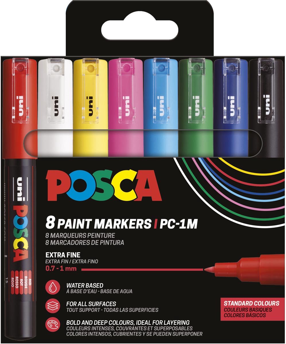 POSCA marker sæt PC-1M 8 ass. std. farver