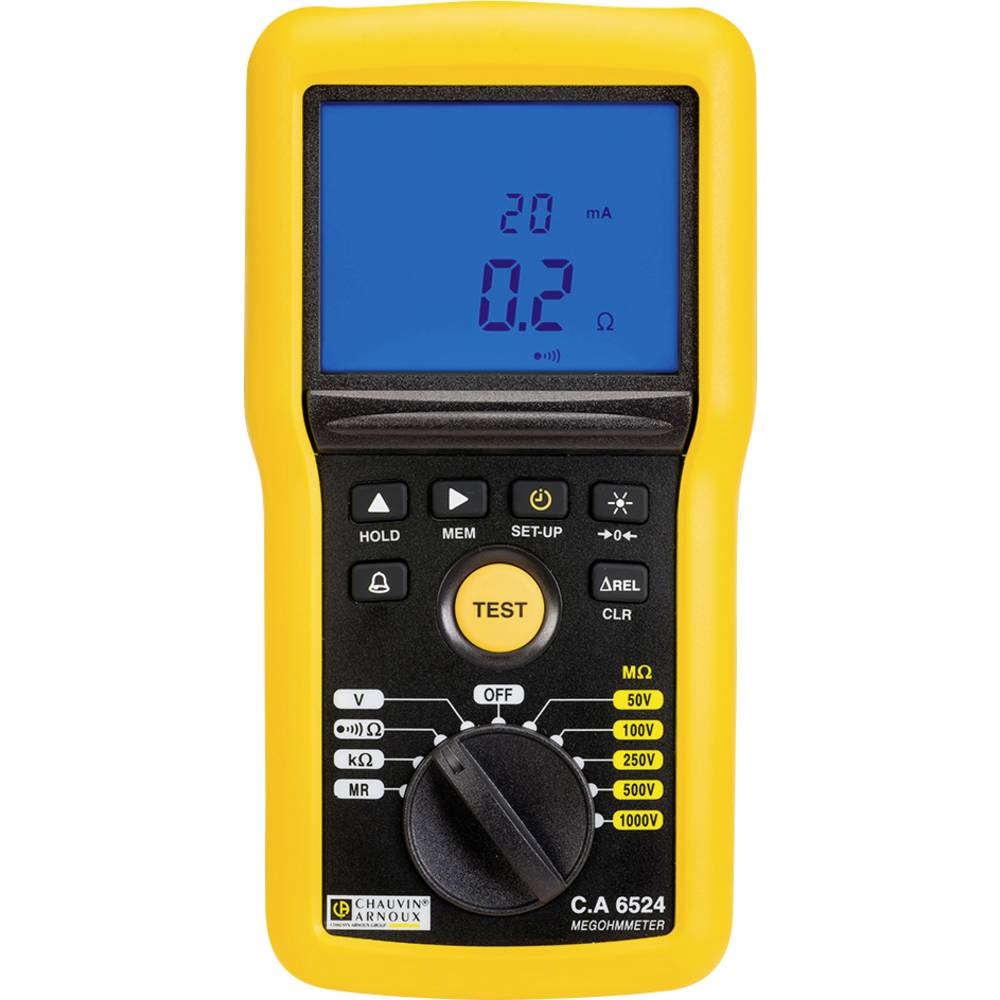 Chauvin Arnoux C.A 6524 Misuratore di isolamento 50 V, 100 V, 250 V, 500 V, 1000 V 200 GΩ