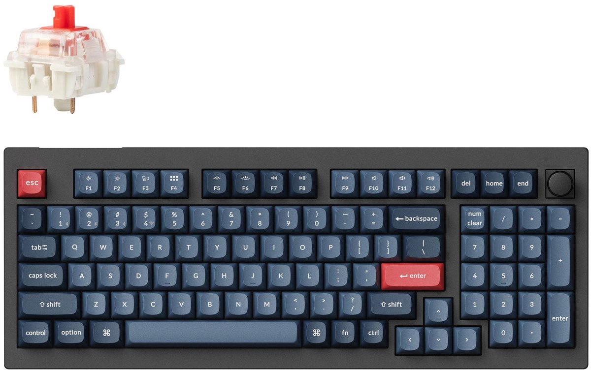 Keychron V5 Max QMK/VIA RGB Wireless Mechanical Keyboard | Red Switch | Black - Tastatur - Engelsk - Sort