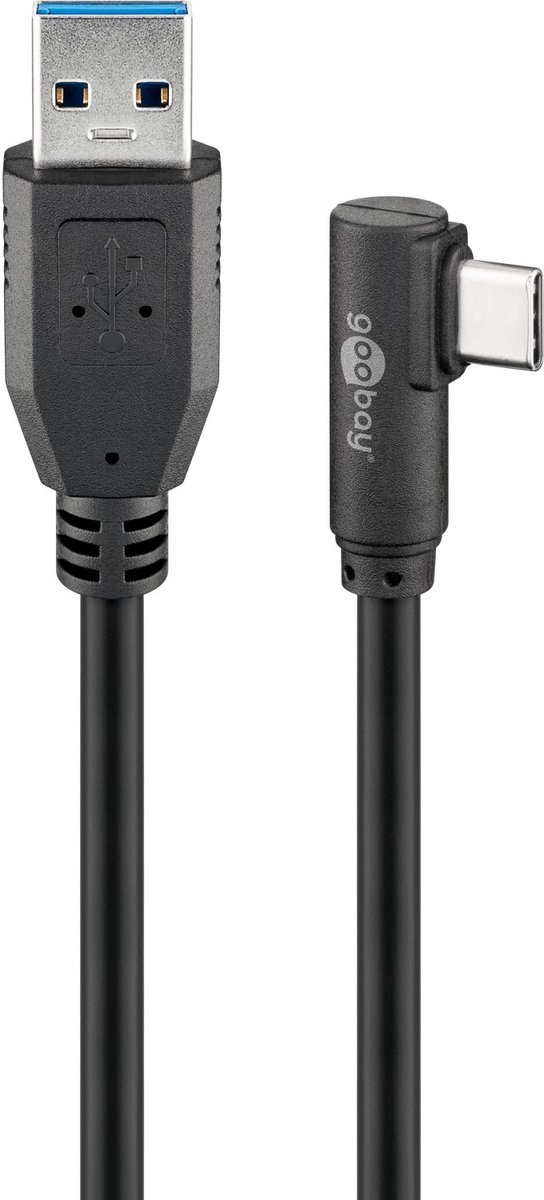 Pro USB-A <-> USB-C - 90° - 0.5m - USB 3.2 Gen 1 - Sort