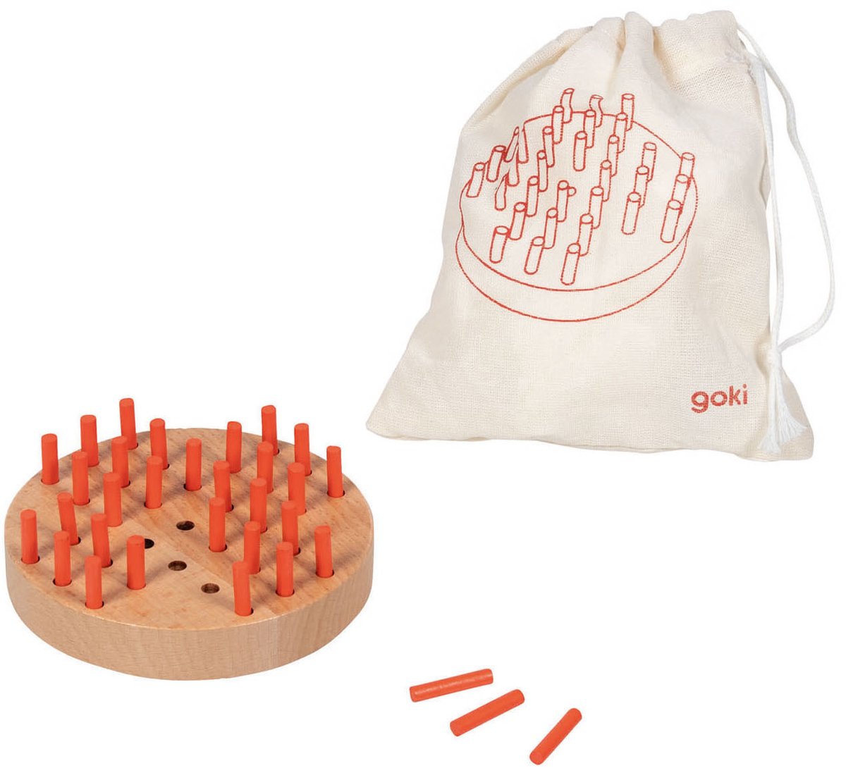 Goki Wooden Solitaire Game in Cotton Storage Bag