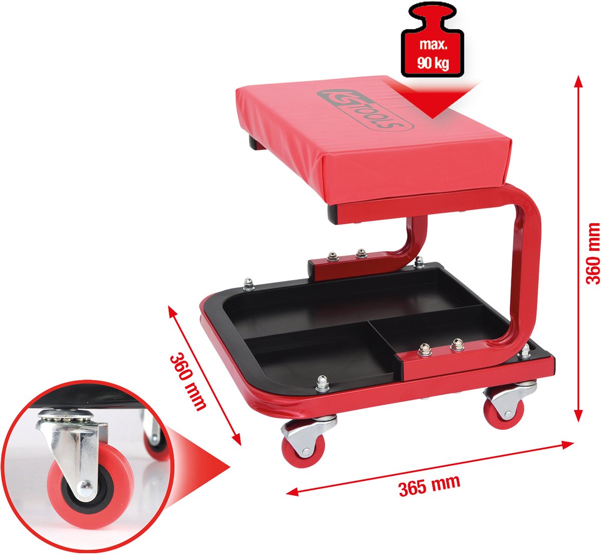 KS Tools 500.8020 5008020 Sgabello da tavolo (L x L x A) 365 x 360 x 360 mm