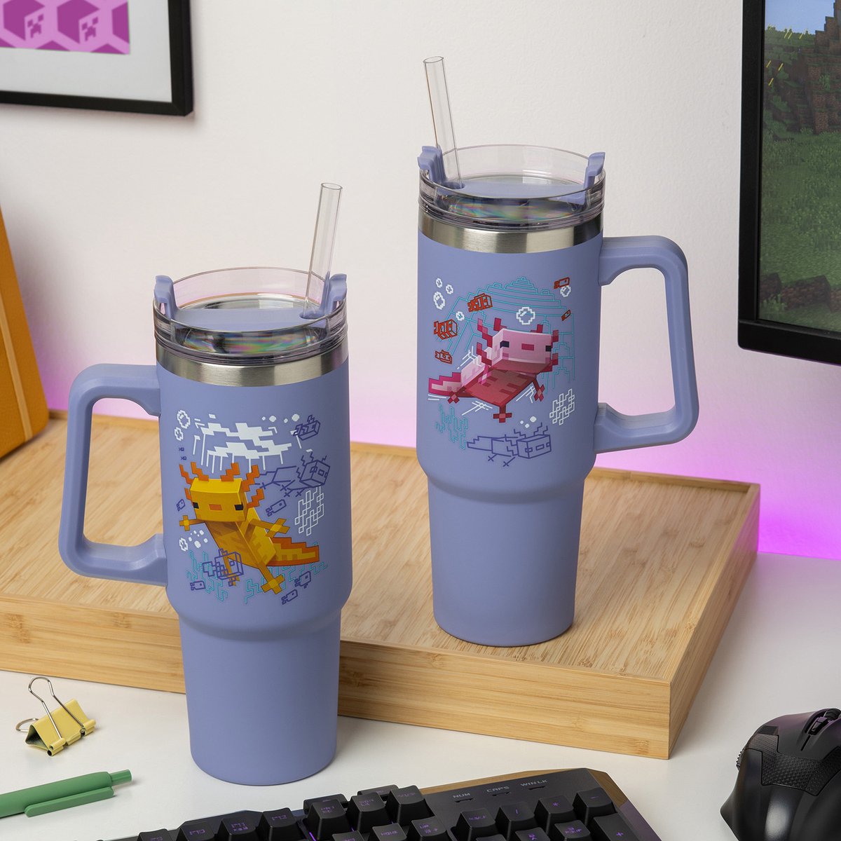 Paladone - Minecraft Purple 900ml Insulated Cup and Straw - Krus