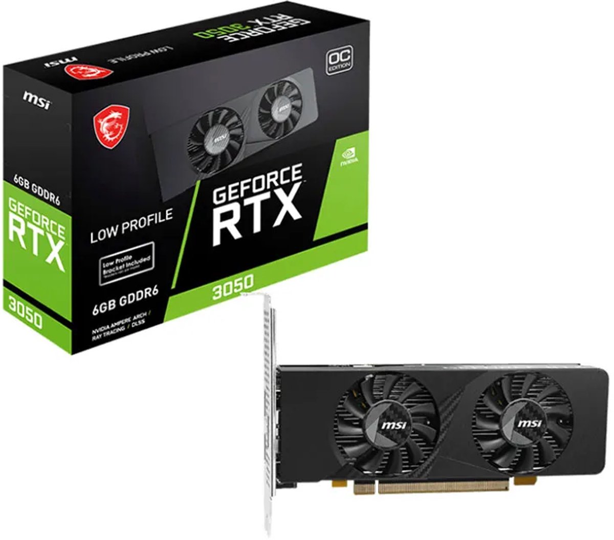MSI GeForce RTX 3050 LP E OC - 6GB GDDR6 RAM - Grafikkort