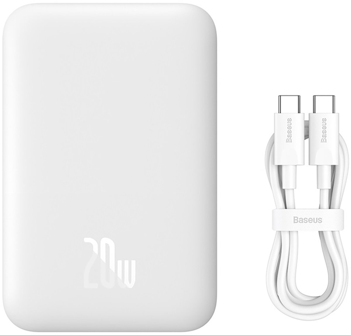 Baseus Magnetic Mini Air PPCXM06A 6000mAh 20W Power Bank with Simple Series USB-C Cable - White - 6000 mAh