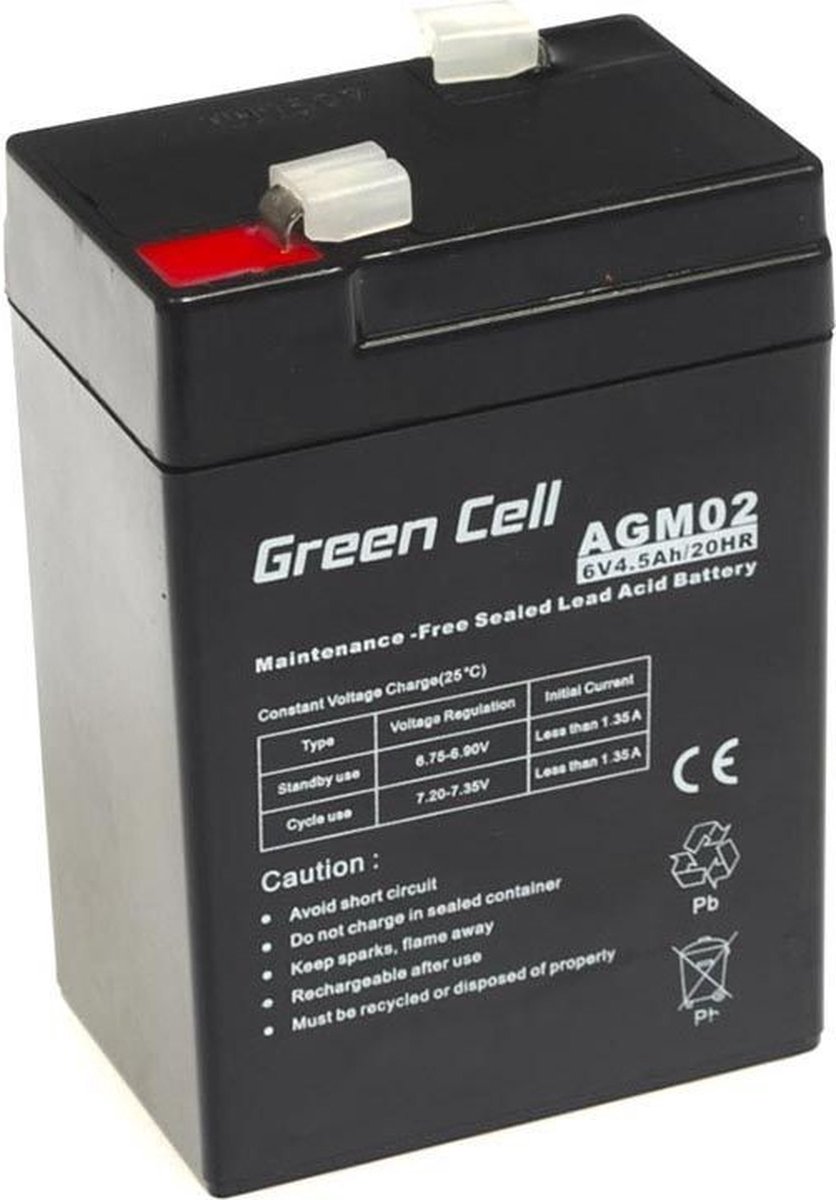 Green Cell AGM02 - 6V 4.5Ah VRLA Battery | AGM | Maintenance-Free