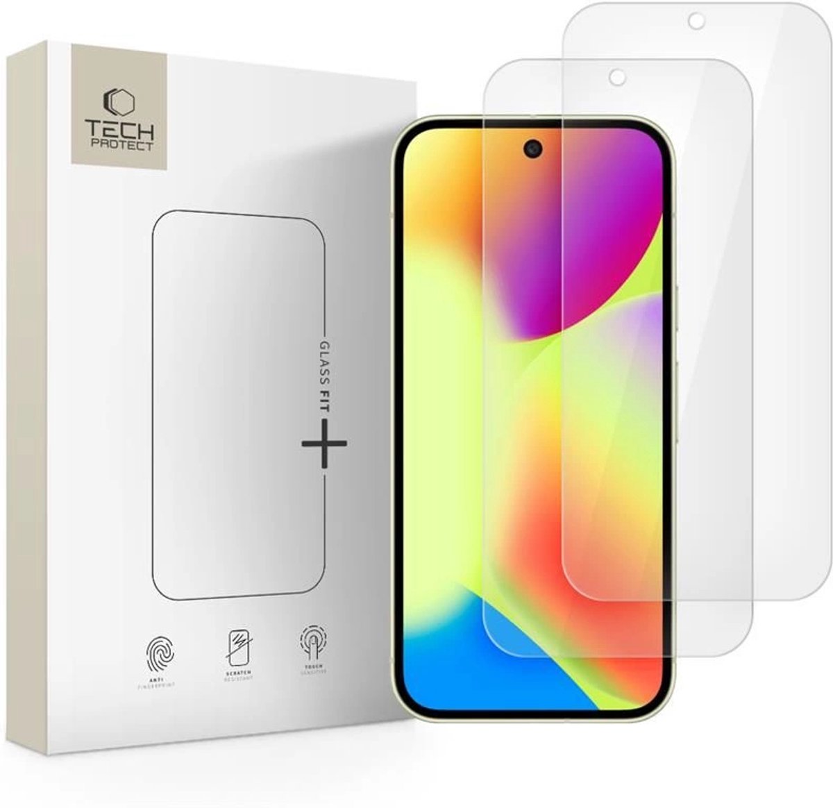 Tech-Protect Glass Fit+ 2-pack tempered glass for Google Pixel 9 / 9 Pro / 10 / 10 Pro - transparent