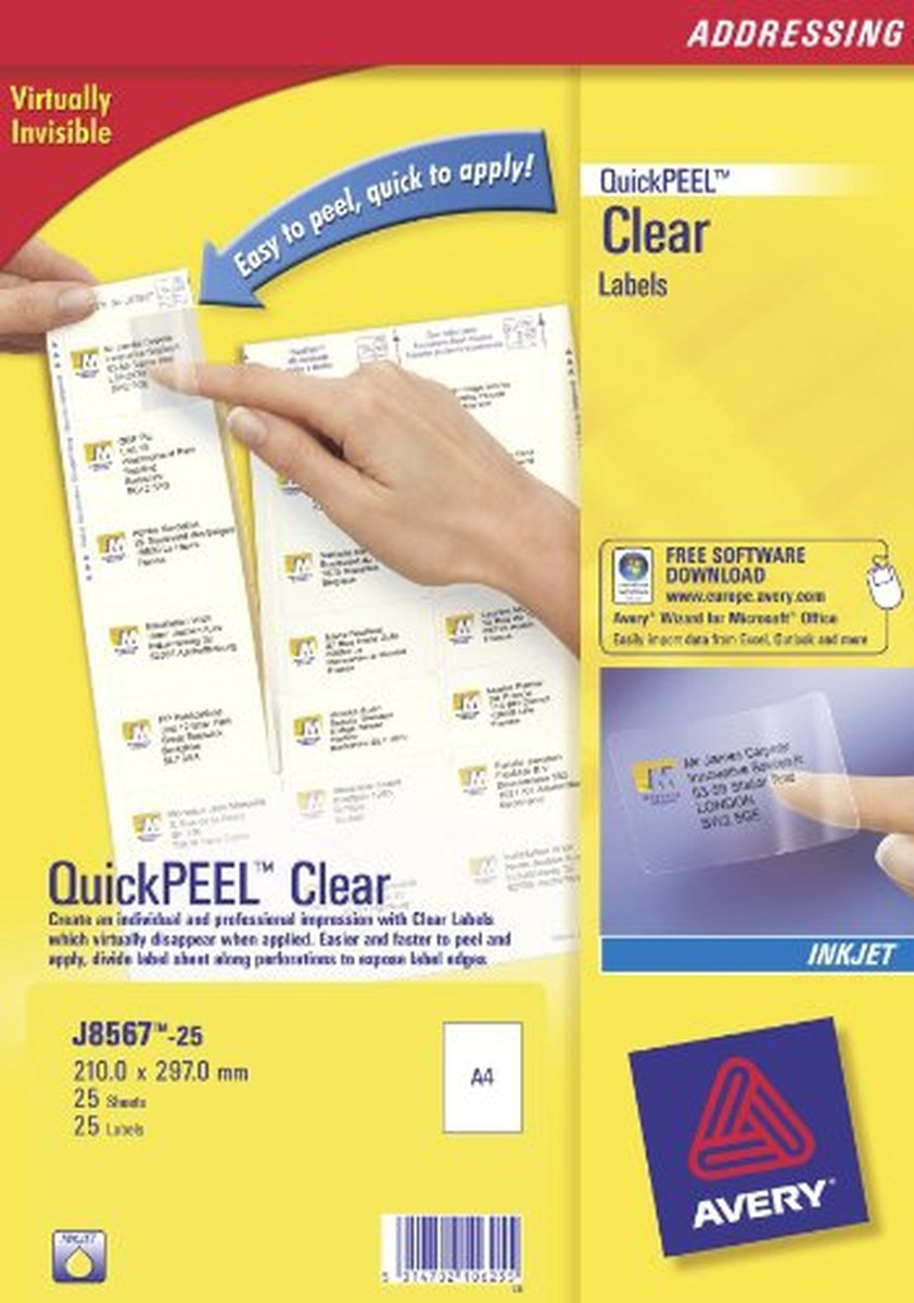 Avery - transparent address labels - 25 label(s) - A4