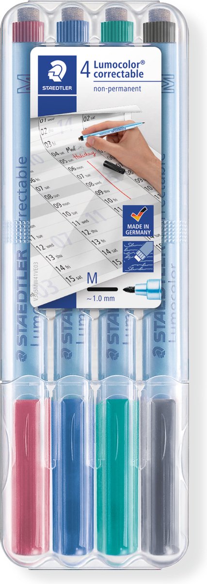 Staedtler Lumocolor Correctable M. 4 ass/boks