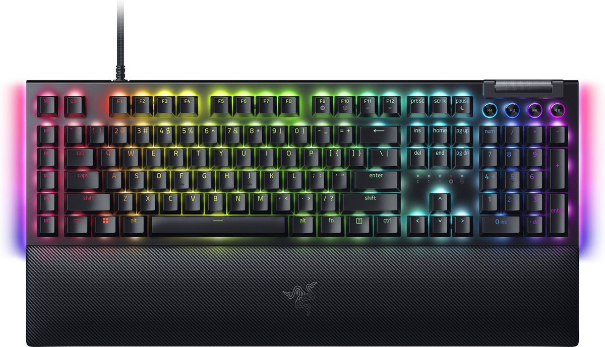 Razer BlackWidow V4 - Green Mechanical (Clicky) - Gaming Tastatur - Amerikansk engelsk - Sort