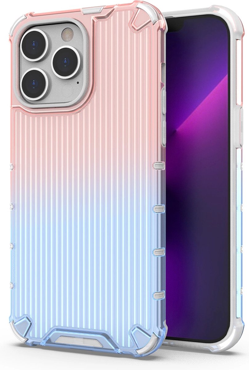 Hurtel Ombre Protect Case for iPhone 13 Pro Armored Cover Pink and Blue