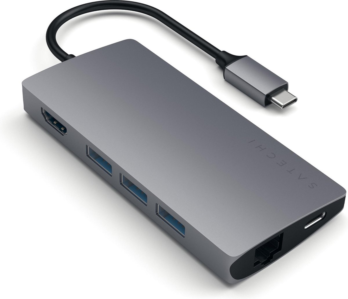 Satechi Aluminum Multi-Port Adapter V2 - USB-C - 3-Port USB-A - 1× HDMI - 1GbE