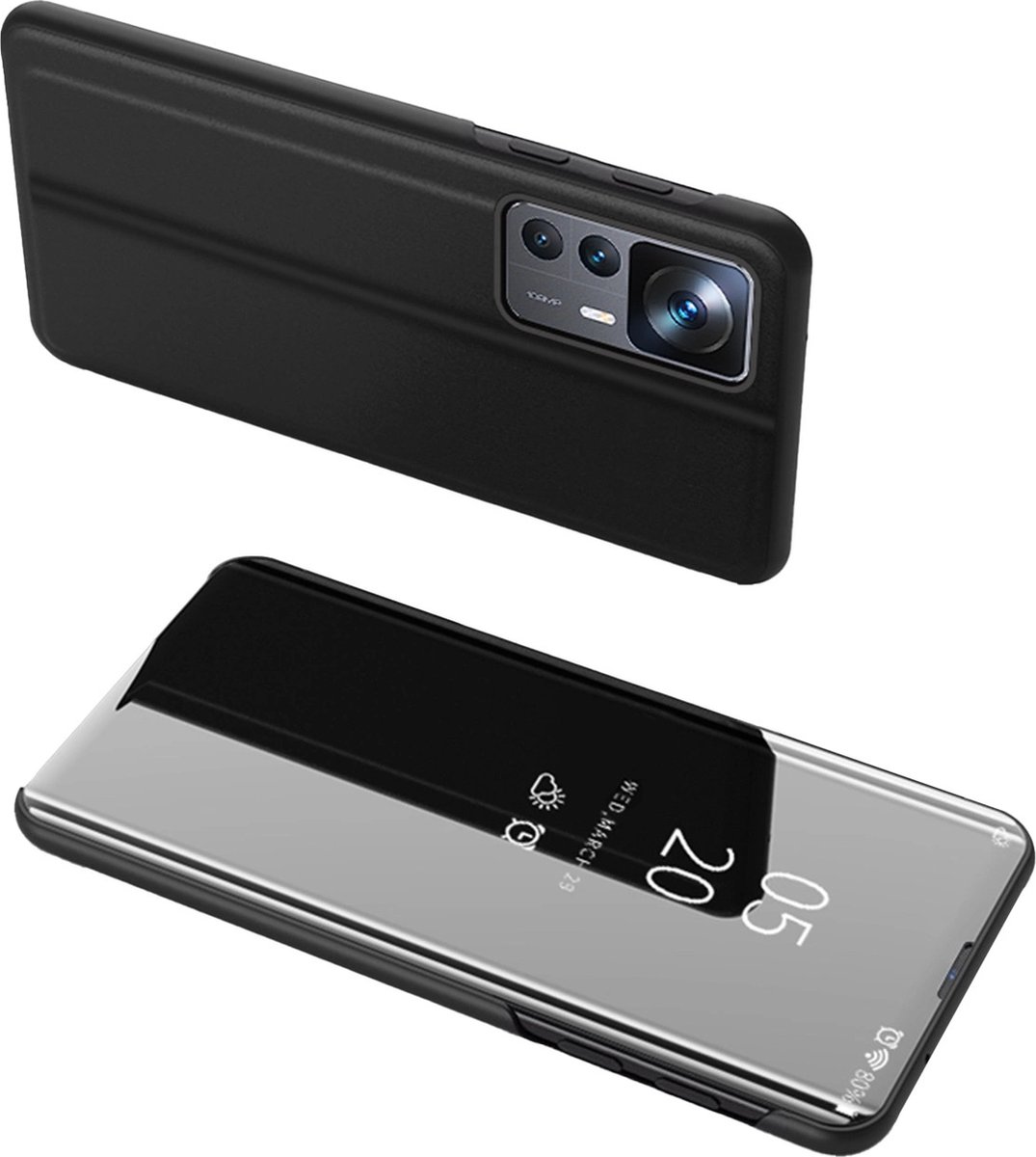 Hurtel Clear View Case for Xiaomi 12T Pro / Xiaomi 12T Flip Cover Black