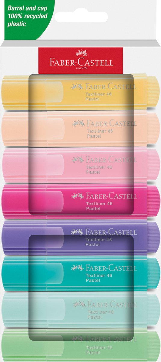 Faber-Castell Textliner 46 pastel 8 ass Hvid karton etui 2024