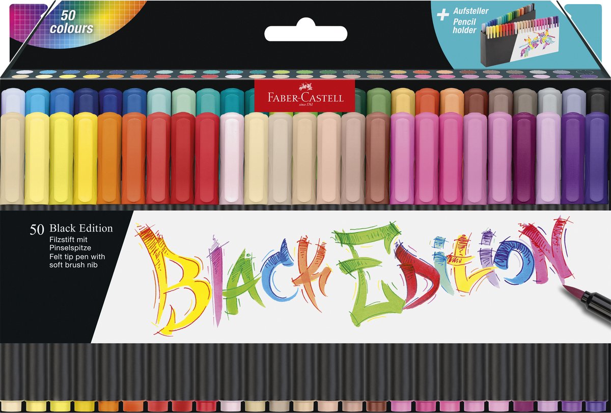 Faber-Castell Black Edition marker pensel spids blød 50 ass
