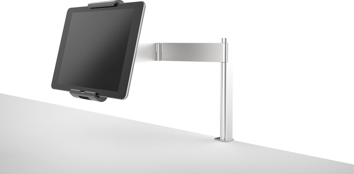DURABLE Bordstander til tablet. Med bordklemme og fleksibel bærearm til montering på et skrivebord.