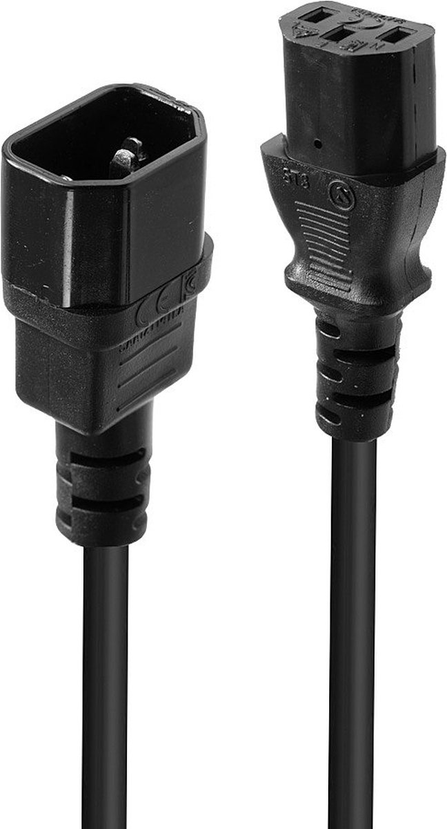 Lindy C14 to C13 Mains Extension Cable Black - 1m