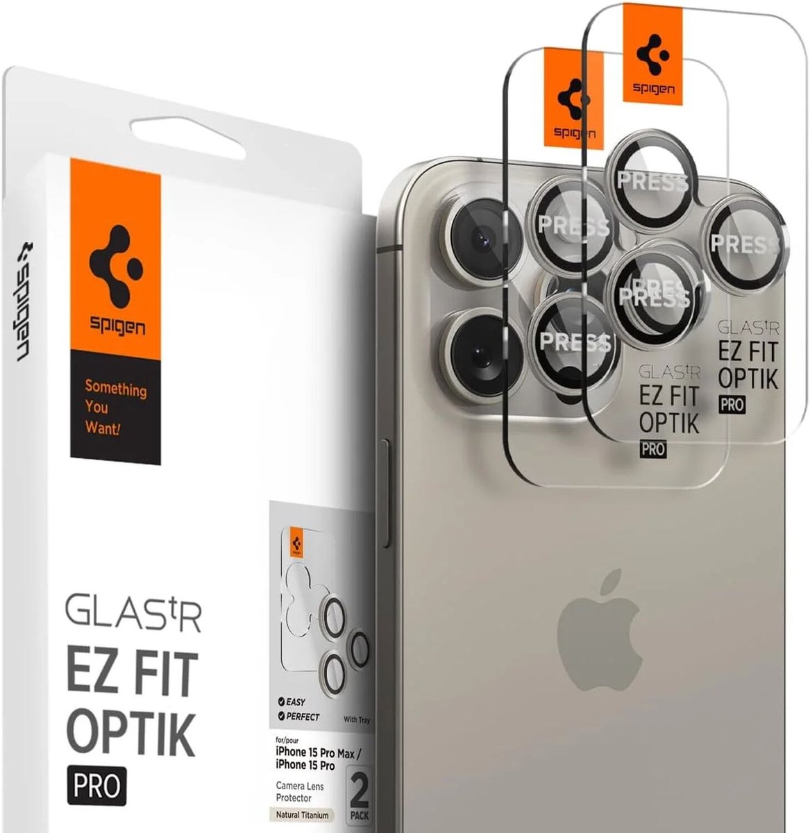 Spigen Glass tR EZ Fit Optik Pro 2 Pack - nature tita - iPhone 17/16/15 Pro / 17/16/15 Pro Max
