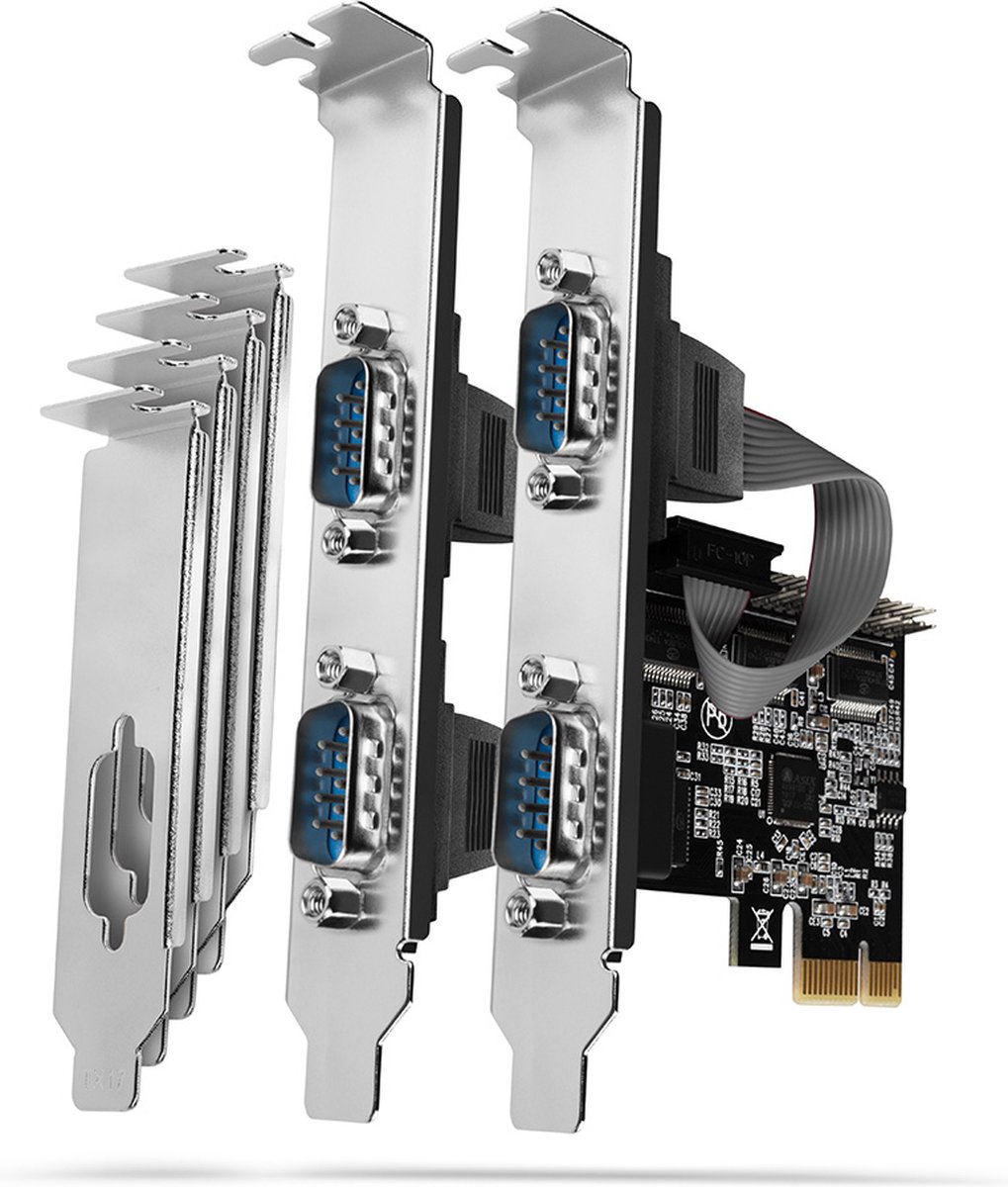 AXAGON PCEA-PSN PCIe-adapter med 4x serielle porte - ASIX AX99100 Chipsatz interface cards/adapter