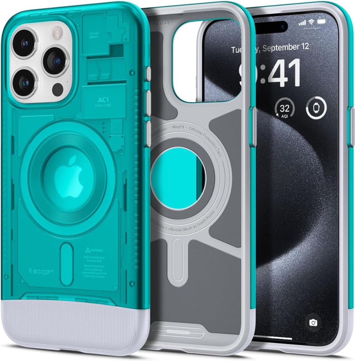 Spigen Classic C1 MagSafe - bondi blue - iPhone 15 Pro