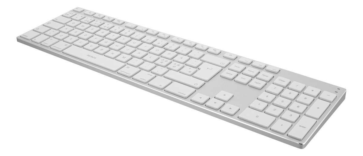 Deltaco Fullsize Bluetooth 3.0 Aluminum Keyboard Silver (Nordic) - Tastatur - Nordisk - Sølv