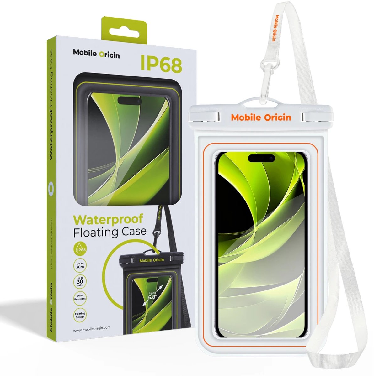 Mobile Origin Waterproof Floating Case 6 -8" - white/orange
