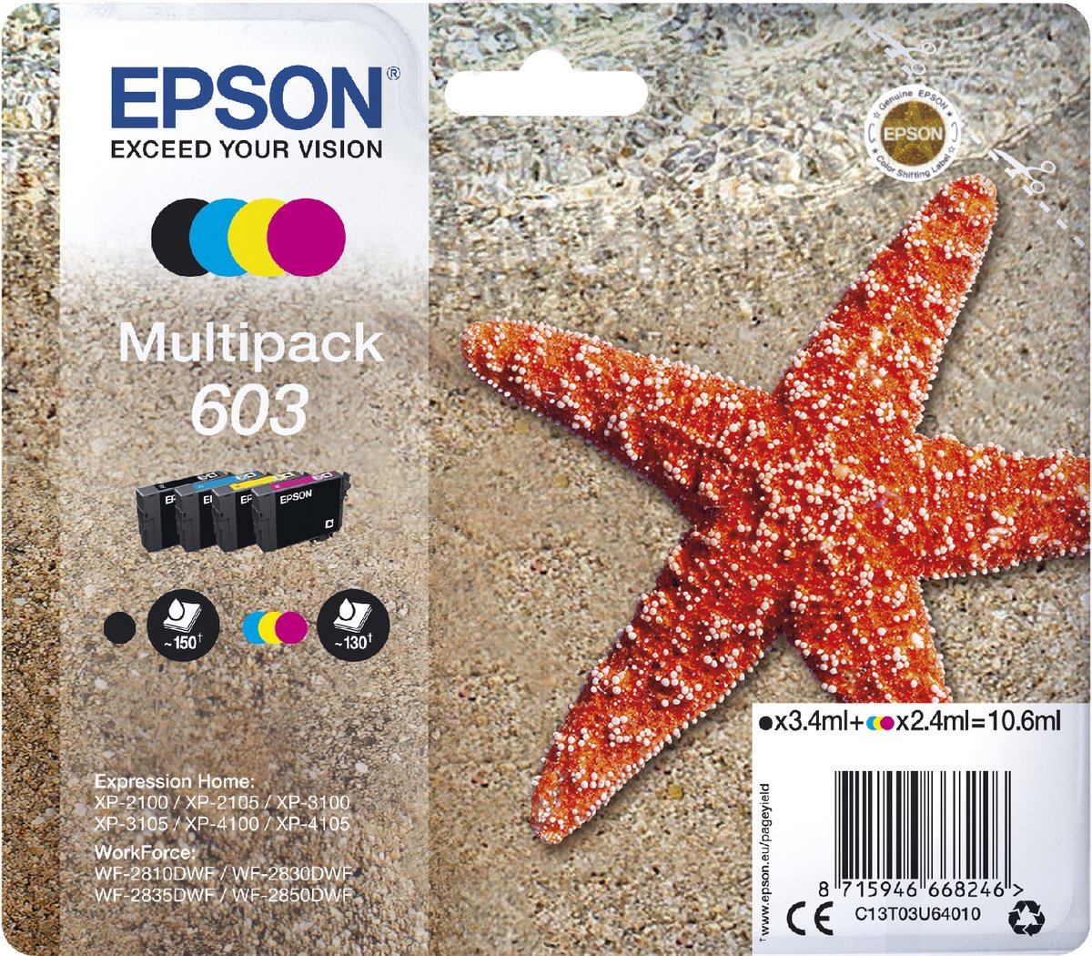 Epson 603 Multipack - 4-pack - black yellow cyan magenta - original - ink cartridge