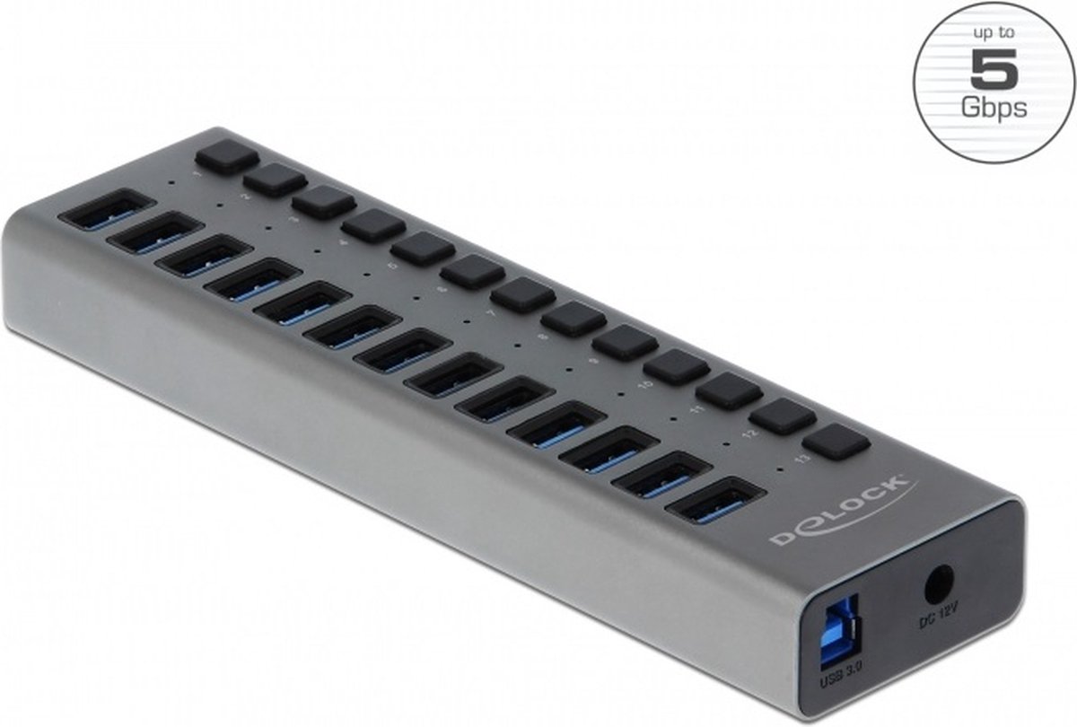 DeLOCK - hub - 13 ports USB hub - USB 3.0 - 13 ports - Grå